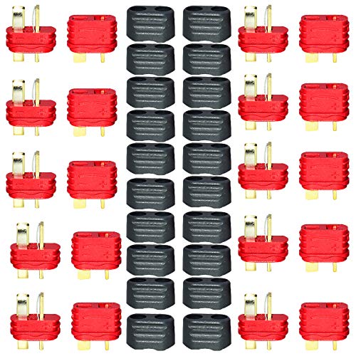 LINSYRC 10 Paires Connecteurs Mâles et Femelles Prise T Dean avec Capuchons Isolés pour Contrôleur ESC de Moteur de Batterie RC LiPo