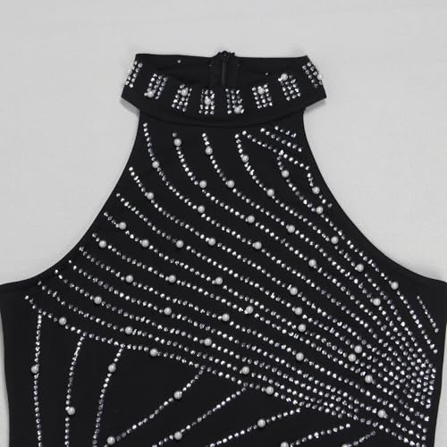 Image of PORRCEY Women's Sexy Elegant Rhinestone Bodycon Dress Hot Drilling Clubwear