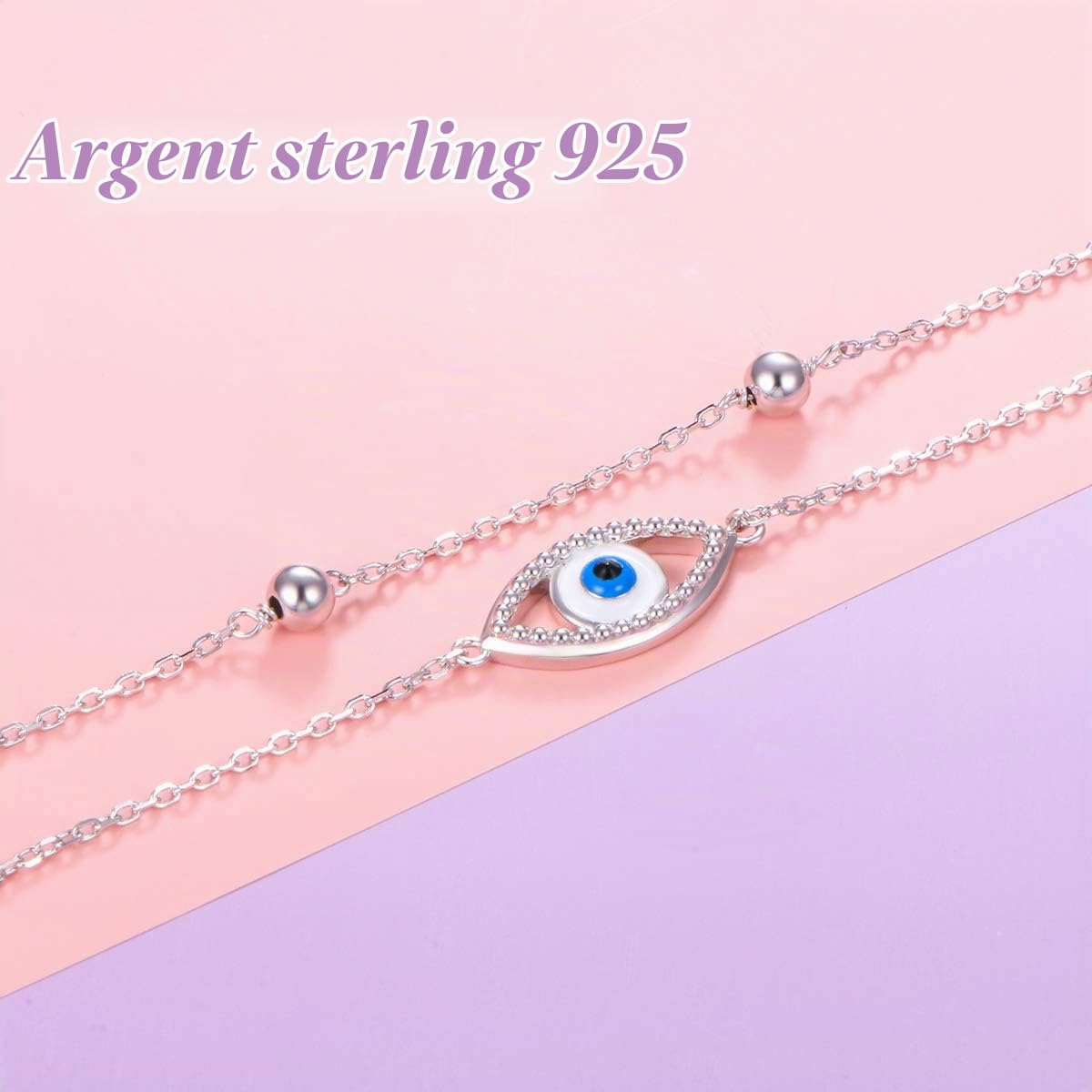 Flyow Bracelet de cheville réglable en argent sterling S925 avec motif main de Fatima / papillon / croix / nœud celtique / infini / cœur pour femmes et filles - Chaîne de pied réglable de 22,9 cm,