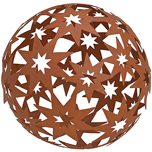 Matches21 Boule en métal avec étoiles - Décoration de jardin - 1 pièce - Diamètre : 18 cm