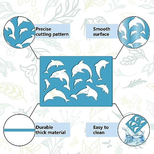 GORGECRAFT 2 Styles Sea Animal Turtles Stencil Dolphin Earrings Making Template Reusable Ocean Coral Jewelry Shape Templates Leather Acrylic Cutting Stencils for Bracelets Diy Crafts Making 3.5 x 5.1 - Image 4