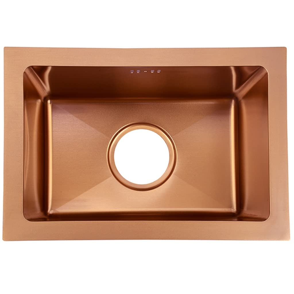 WIQUYBML Kitchen Sink Rose Golden ​Kitchen Bar Sinks, Single Bowl ​Prep, Brushed Stainless Steel, Drop-In Or Undermount Installation, Easy To Clean (Size : 78x43cm)