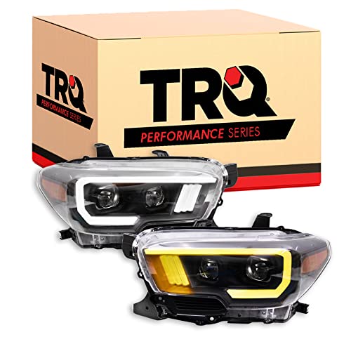 Image of TRQ Performance Driver and Passenger Side Headlight Assembly Set Compatible with 16-22 Toyota Tacoma SR SR5 without LED Daytime Running Lights