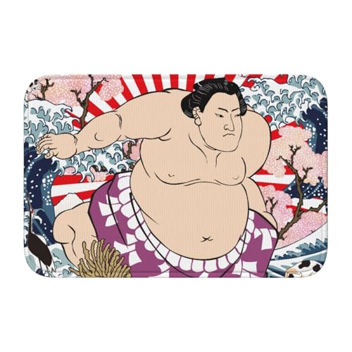 玄関マット 相撲 大相撲 浮世絵 和風 バスマット 室内 屋外 足拭きマット カーペット おしゃれ 北欧 滑り止め付き 洗える ベットルーム 浴室 台所 寝室 業務用 家庭用 40×60cm