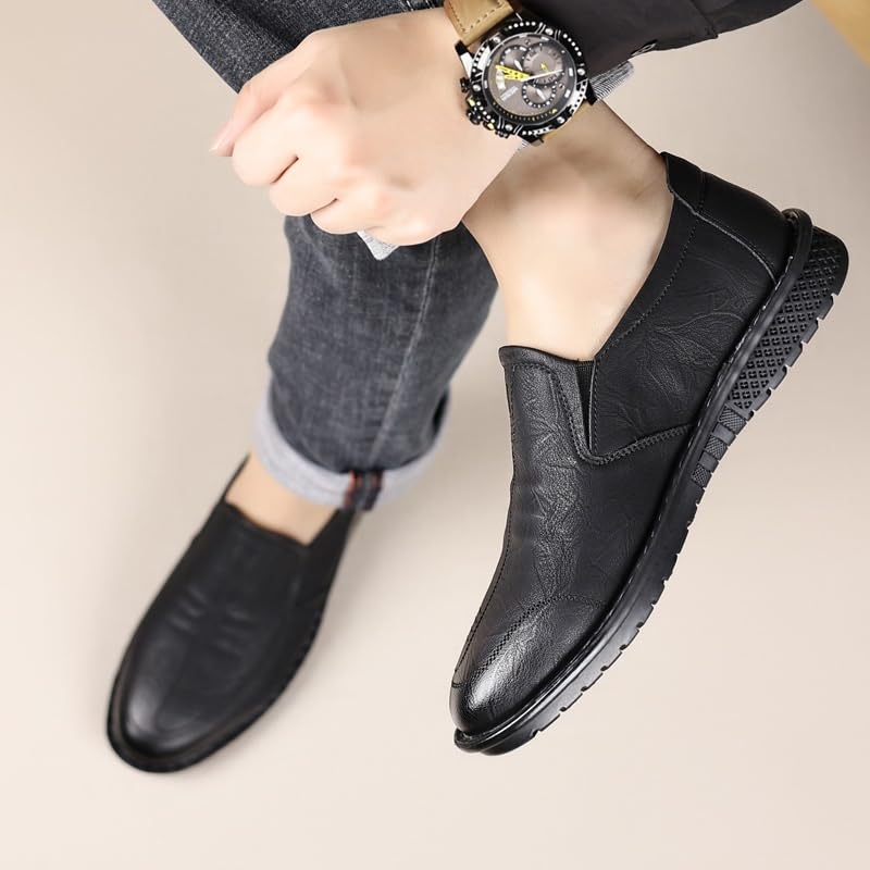 Men's Oxford Shoes Classic Leather Loafers Comfortable Non-Slip Low Top Business Work Shoes3