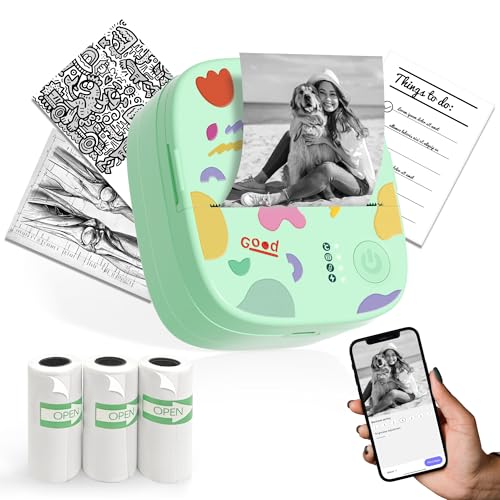 XenGro Mini Sticker Printer AHM2, Mini Thermal Printer with 3 Rolls...
