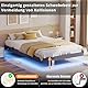 IRONCK Bett 160x200 mit LED Beleuchtung und Ladestation, Bettgestell 160x200 mit Stauraum, Floating Bed Frame, Bettrahmen 160x200cm, Jugendbett, Metallbett mit Lattenrost Doppelbett, Grau
