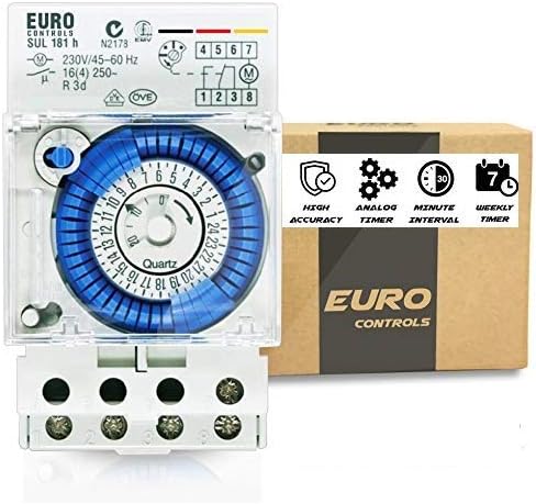 Euro German SUL181H Analog Programmable Timer Switch 24 Hour - AC 220V 16A - 30 Min Interval - Can be Mount on Din Rail - Reliable - Simple - Proven