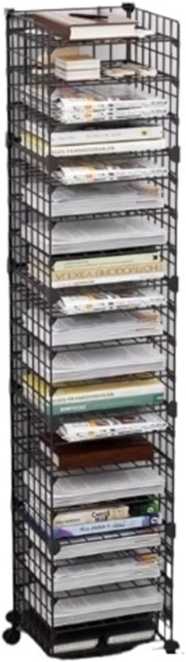 File Cabinet/Printer Stand Office File Shelf, Multi-Layer Floor Bookshelf Trolley, Data Arrangement Hierarchical Storage Filing Cabinet for Home Office(White,116cm)