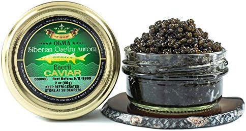 OVERNIGHT SHIPPING - OLMA Siberian Osetra Aurora Black Caviar - Medium Grain Pearls, Superior Grade - 2 oz / 56 g