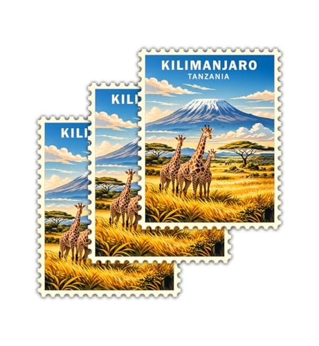 Kilimanjaro Tanzania Vintage Travel Sticker 3 Pack 3x3