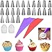 OTTYMO 32 PCS Kit de Boquillas Manga Pastelera 2 Manga Pastelera Silicona 24 Boquillas Pasteleria de Acero Inoxidable 4 Madalenas 2 Adaptadores para Hornear y Decorar Torta Cupcakes Pastel Galletas