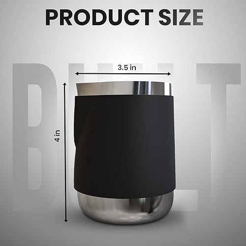 Miniatura 6 de Rattleware Jarra de acero inoxidable con mango de 12 onzas, con mango de goma, duradera y resistente al calor, jarra de espuma de leche para