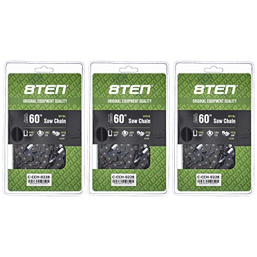 8TEN Ripping Chainsaw Chain 60 Inch .063 .404 173DL for Stihl 051 070 075 076 084 088 MS880 090 (3 Pack)