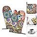 Boho Floral Oven Mitts and Pot Holders Sets, Heat Resistant Colorful Kitchen Gloves Hot Pads, Cute Baker Stuff, Chef Cooking Baking Gifts for Women Bakers, Kitchen Gifts for Cooking Lover Cooks Mom