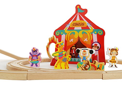 Wooden Train Set Toy Magnetic Trains Cars & Accessories For Toddlers & Kids 3+ Circus Train Set #TOP2