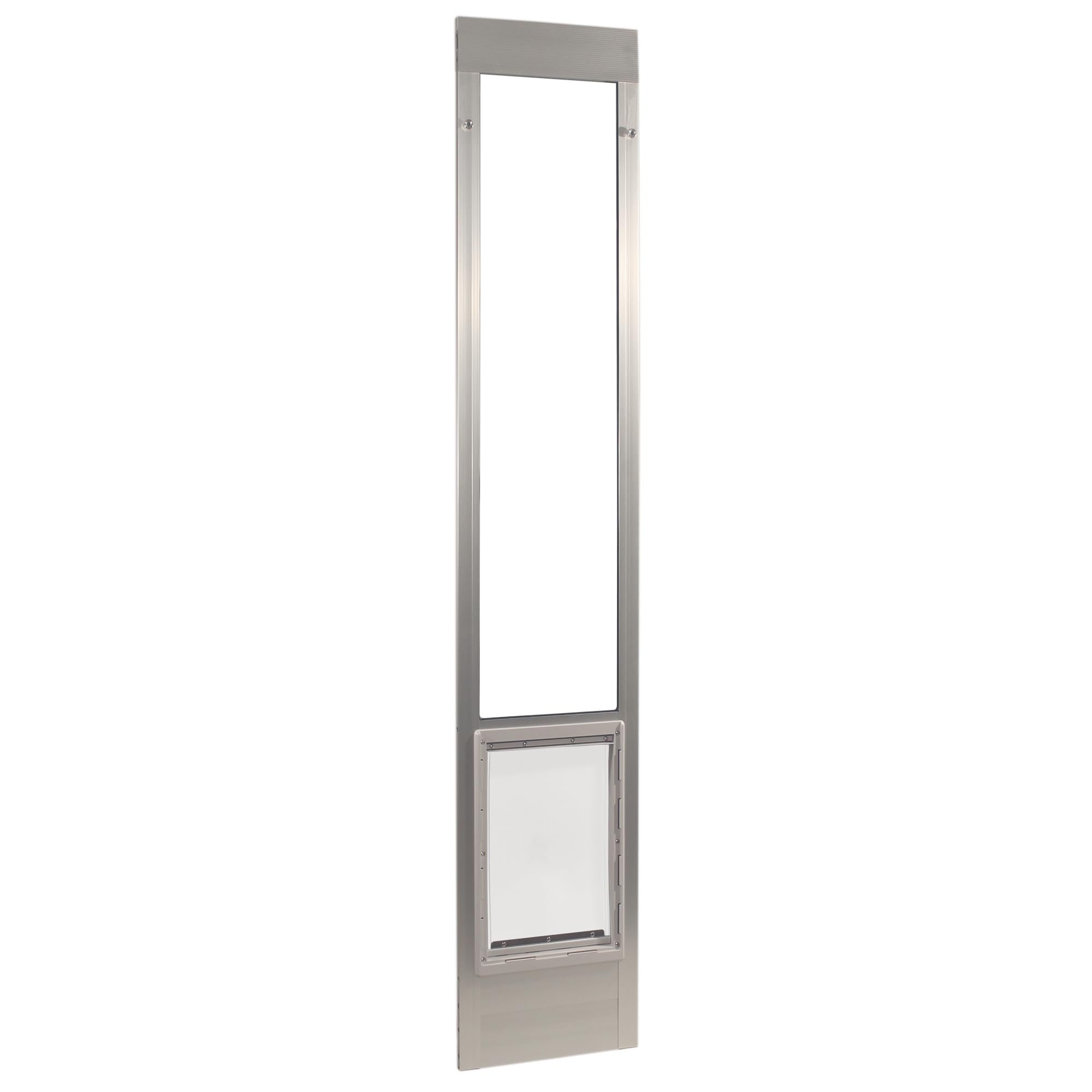 Ideal Pet Products Aluminum Pet Patio Door, Adjustable Height 77-5/8" to 80-3/8", 15" x 20" Flap Size, Mill/Silver
