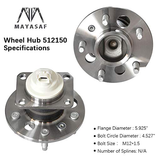 Mayasaf 512150 Rear Wheel Hub Bearing Assembly For Chevy Impala Monte Carlo Venture, For Buick Century Lacrosse Regal For Pontiac Aztek Grand Prix, For Saturn Relay Olds Intrigue #TOP4