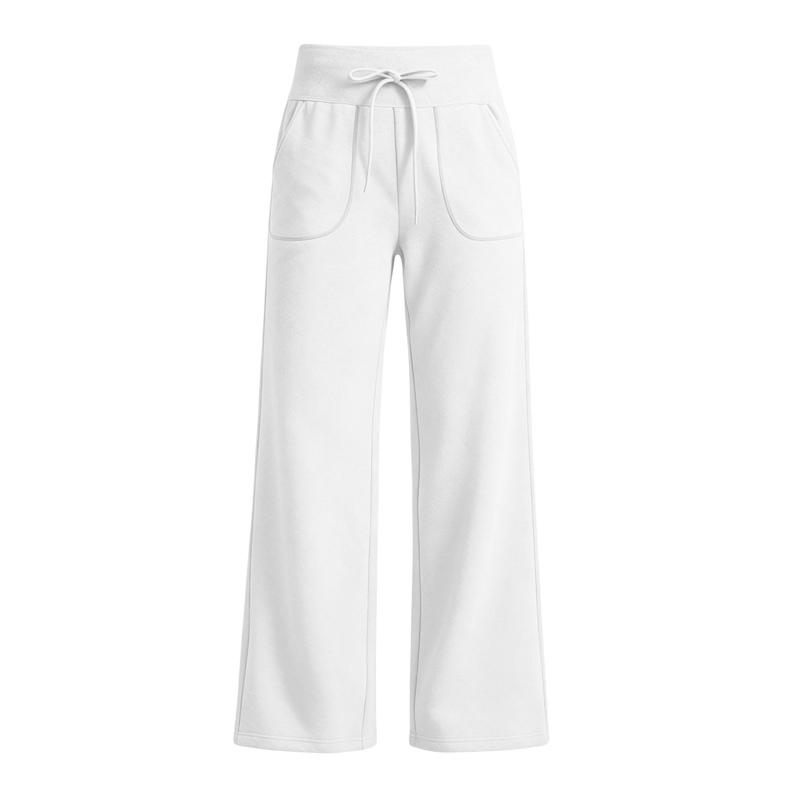 Generico Pantaloni Tuta Donna Pantaloni Sportivi Vita Alta Pantalone a Gamba Larga Larghi e Morbidi Pantalone Baggy con Tasche Pants Lunghi con Coulisse Regolabile per Jogging Fitness Sport