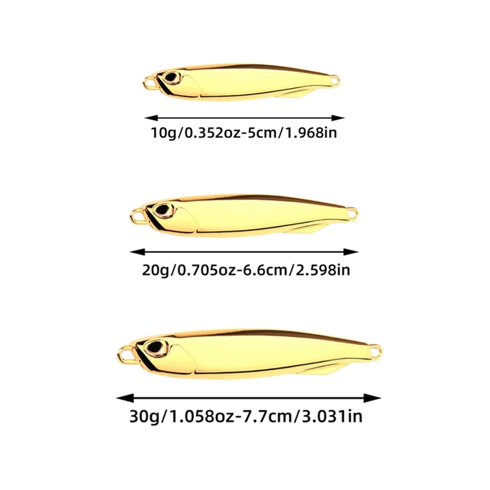 30 señuelos de Pesca de lubina con Cebo Artificial, de Metal Fundido, de 10/20/30 g, for Pesca Desde la Orilla.