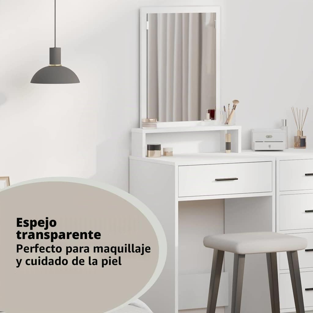 vidaXL Mesa Tocador 50 x 41 x 140 cm Madera de ingeniería | Mucho espacio para todas tus cosas, Un look moderno que se adapta a cualquier decoración,