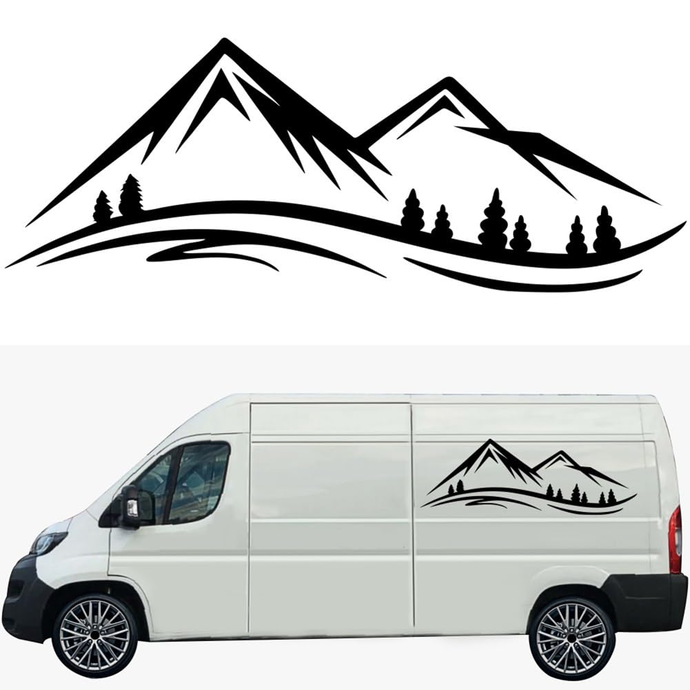 2PCS Universal Mountain Design Motorhome Stripes Decorative Camper Vans Caravan Decals Vinyl Sticker Graphic Car Body Side Accessories