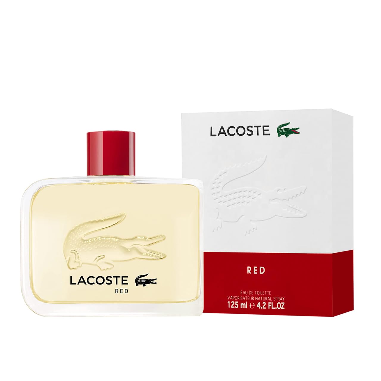 LACOSTE RED Eau de Toilette, sinnlich-warmer Herrenduft mit Patschuli, Vetiver und Kiefern-Noten für energetische Männer, 125ml