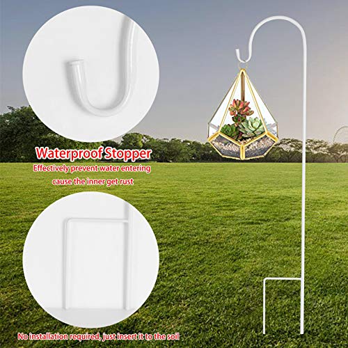 unho 8 Stück Schäferhaken aus Metall, Gartenstab Gartenstecker mit Haken für Solarleuchten, Laternen, Hochzeiten, Pflanzkörbe, Blumenkugel 90cm,Weiß