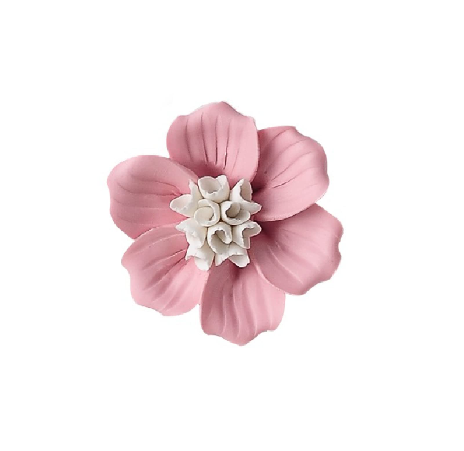 KJOLWHCQ Elegant Ceramic Flower Pink Impatiens Flowers Handcrafted Sculpture 3D Wall Art Decor Home Living Room Office Wedding Gift