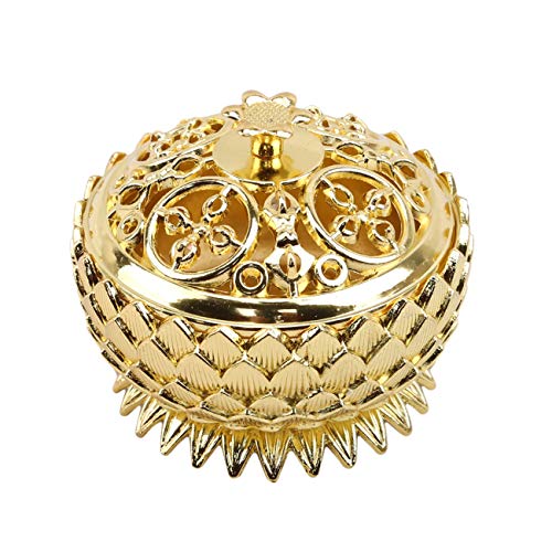 ZALING Lotus Shape Zinc-Copper Alloy Incense Burner Brass Mini Sandalwood Censer Gold