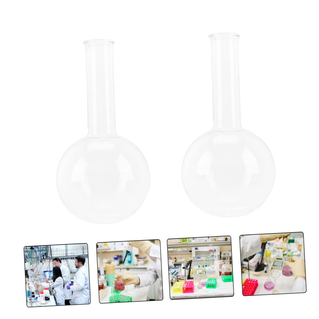 Zerodeko 2 Matraces de Base Redonda de Vidrio para Pruebas Científicas, Portátiles y Livianos, Ideales para Estudiantes en Laboratorios