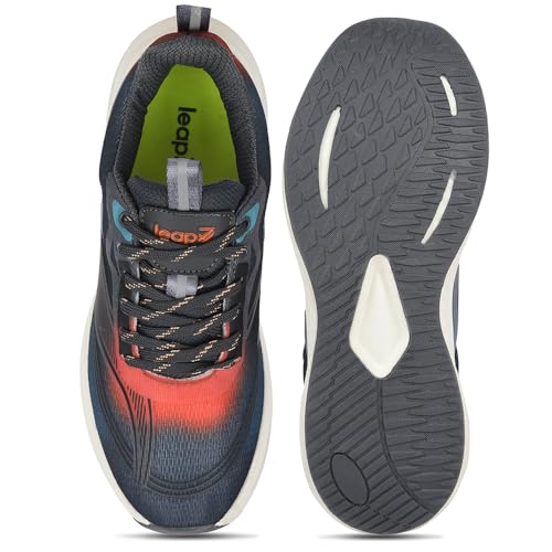 Image of Liberty Leap7x BESTIO-1E Lacing Sports Running Shoes for Men - Grey & Dark Grey | Comfortable and Durable Lace-Up Closure - Suitable for Lacing Walking, Gym, Jogging Shoes for Gents, Cushioned Footbed