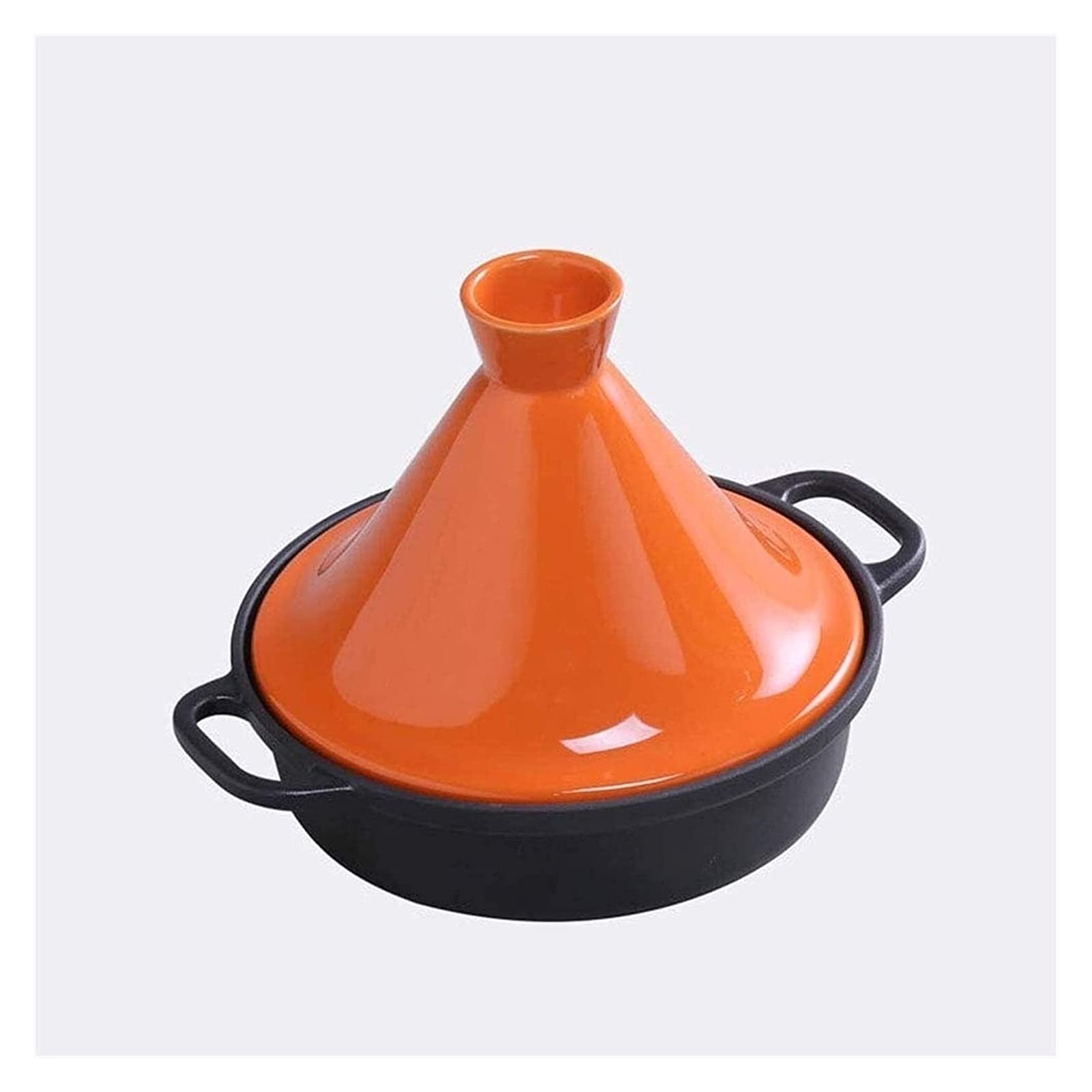 Casseruola Universale con Coperchio Casseruola in Ceramica con Base in ghisa e Coperchio a Imbuto in Terracotta Adatta a Tutti i Tipi di fornelli Pentola da Cucina