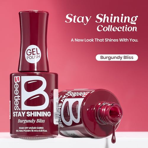 Image of Beetles Red Gel Polish - Burgundy Bliss 15ML /0.51Fl Oz, Red Gel Nail Polish, Same Color Same Bottle STAY SHINING Series, Soak Off UV LED Lamp Spring Nails Art, Long-Lasting Manicure Salon DIY Home