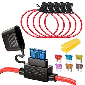 Gebildet 5pcs 16AWG Sicherungshalter mit Draht für KFZ LKW, 32V 20A Inline Flachsicherung Wasserdicht Halter, mit 6…