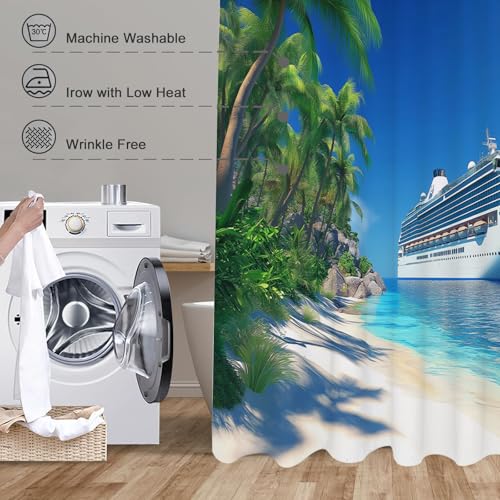 Rideau de douche palmiers en polyester de qualité supérieure 180x200 cm