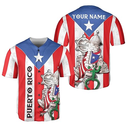 Personalized Puerto Rico Baseball Jersey Puerto Rican Jersey Camisa, Puerto Rico Flag Pride Jersey Uniform Men 14