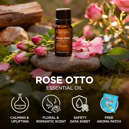 100% Pure Rose Otto Essential Oil - 0.34 Fl Oz - Rose Otto Oil for Hair, Skin, Diffuser, Aromatherapy & DIY Candle Making Scent