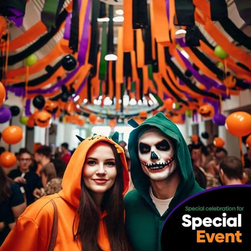 Image of 8 Halloween Streamers, 656ft Pack of Crepe Paper Party Decorations