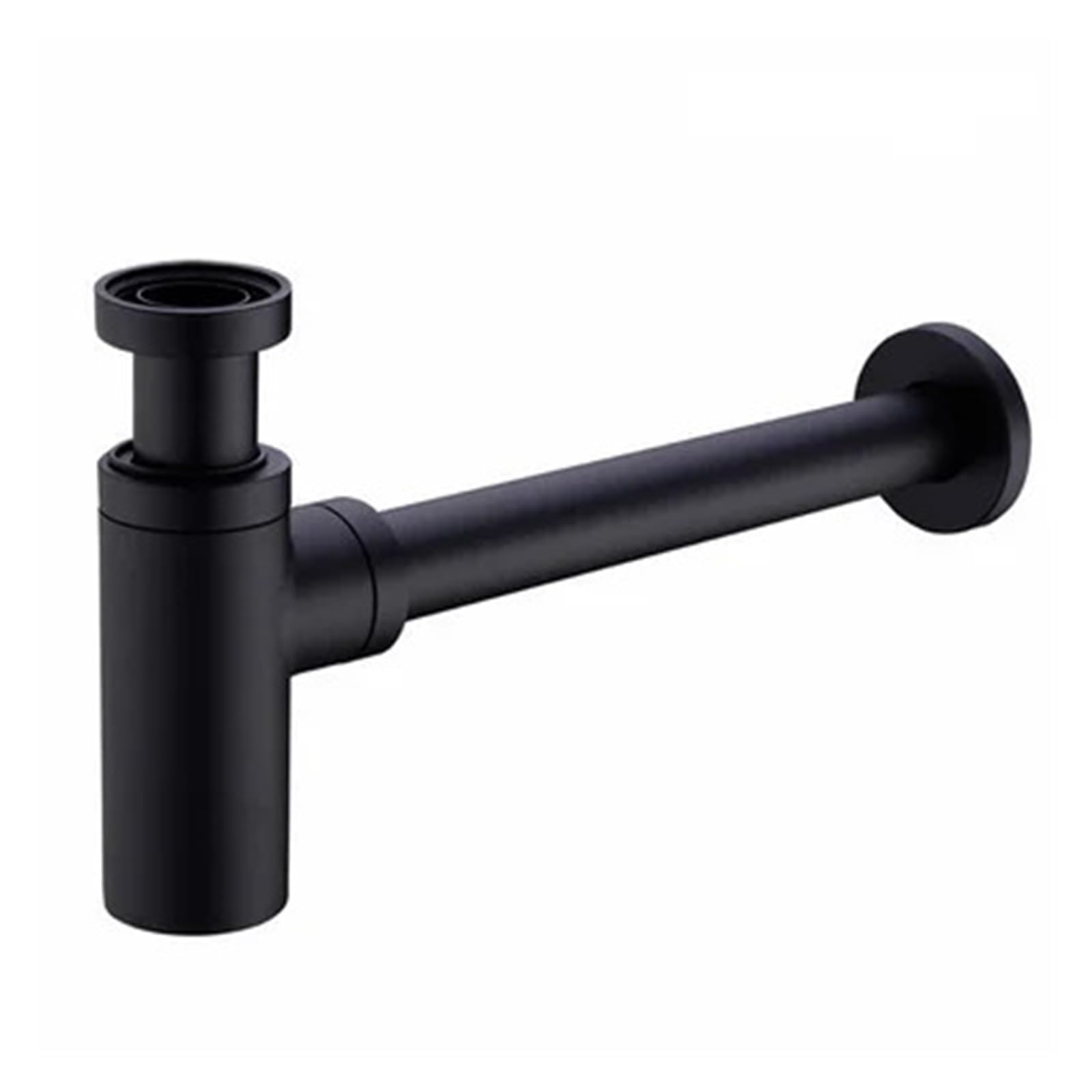P Type Trap Brushed Drains Set Brass Siphon P-Trap Deodorization Bathroom Vanity Basin Pipe Waste with Pop Up Drainer for Home(Black)