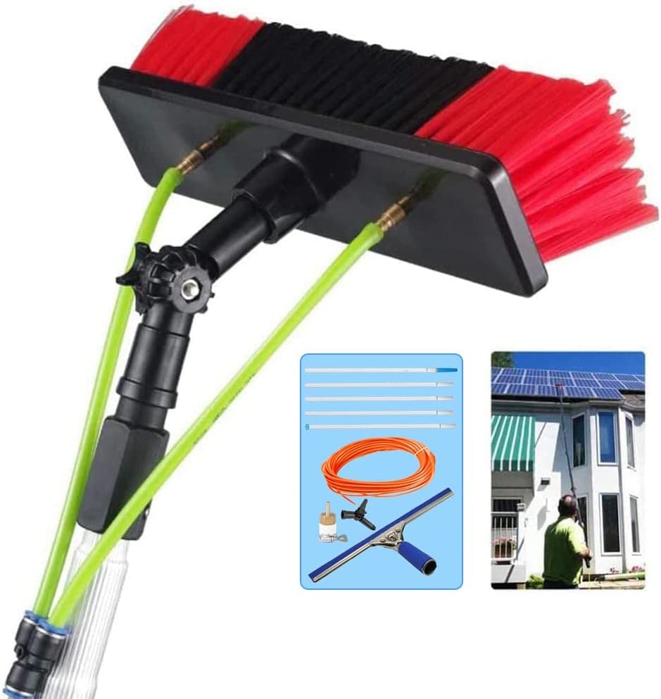Brosse de nettoyage télescopique à passage d'eau 32 pieds pour vitres impeccables sans traces