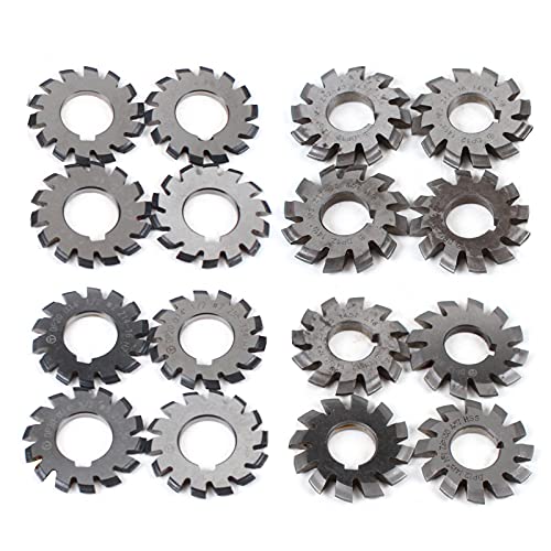8 Pcs DP12/DP20 Involute Gear Cutters, High Speed Steel 14.5° Pressure Angle DP8 DP10 DP16 DP20 DP22 PA14-1/2 HSS 8H Set 1-8 Set (DP20)