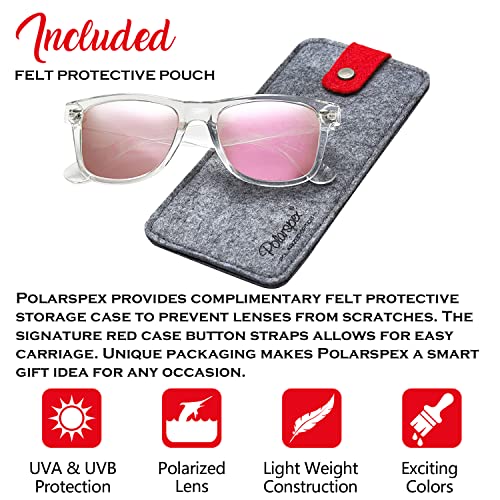 Polarspex Mens Sunglasses - Retro Sunglasses For Men, Polarized Sunglasses For Womens - Cool Shades For Driving, Fishing (Crystal | Pink Quartz, 52) #TOP1