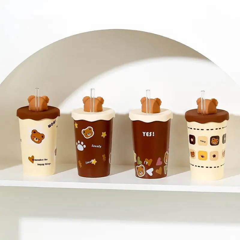 Image of Coffee Mug, Gift for Woman, Birthday Present for Girlfriend, Present for Wife Birthday, Mugs for Present, Holi Gifts, Panda Mug with Lid & Spoon Mug For Kids(Teddy' Ceramic Tumbler)