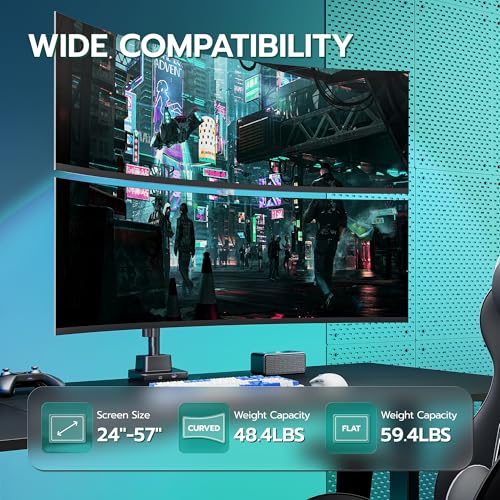 Image of ARES WING Heavy Duty Gas Spring Dual Monitor Mount, Adjustable Stacked Desk Mount for 2 Ultrawide Screens up to 57 Inch with USB A /C Charging Ports, VESA 75 /100 /200mm Mount, Black