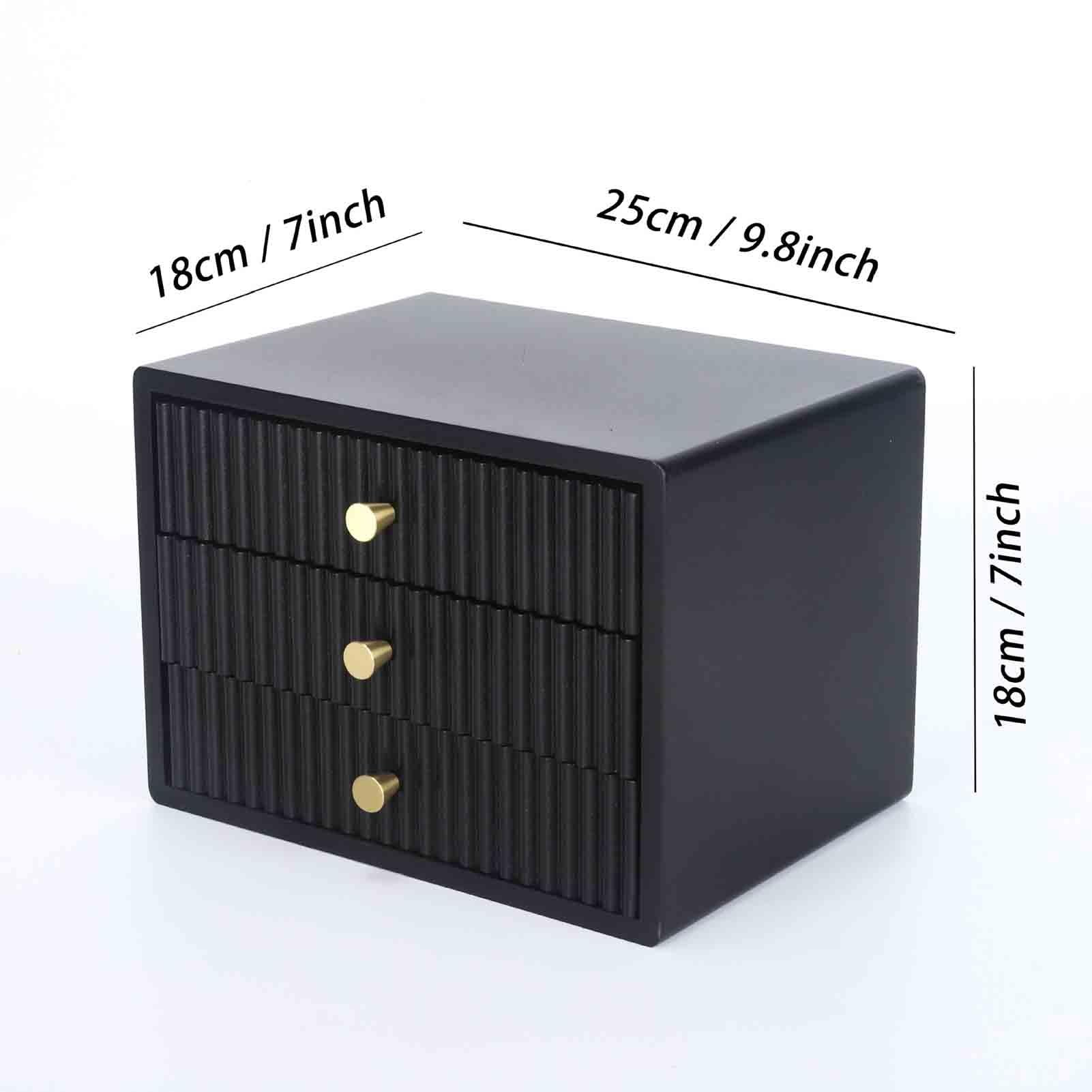Organizador Escritorio Cajones De Escritorio De Madera Acanalados, Caja De Almacenamiento De Cajones Para Objetos Pequeños, Organizador Archivo(Black)