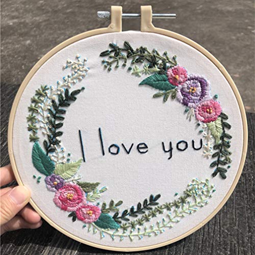 Image of Abillyn 3 Pack Embroidery Starter Kit Love Garland Stamped with Printed Pattern Cross Stitch Embroidery Kits (Garland 3 Pack)