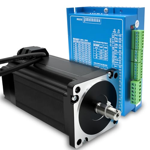 1 Achsen NEMA34 Closed Loop Schrittmotor Bausatz 12 Nm 6A 2-Phasen 1000PPR Hochdrehmoment Servomotor mit Rückkopplung & DSP Hybrid Closed-Loop-Steppermotor Treiber für 3D-Drucker CNC Kit