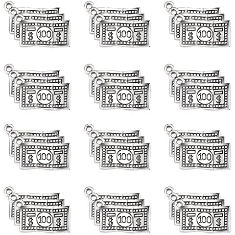 50pcs Antique Silver Plated 100 Dollars Money Charms Pendant DIY Bracelets Necklace Jewelry Making Craft Wholesale 18mmx13mm(A158) Cover