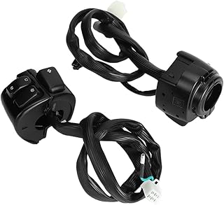 2 peças de interruptor de controle de guidão de farol alto e baixo para motocicleta com chicote de fiação (preto) para controle de guidão, interruptor de controle de feixe alto e baixo com controle de guidão e guidão Swi